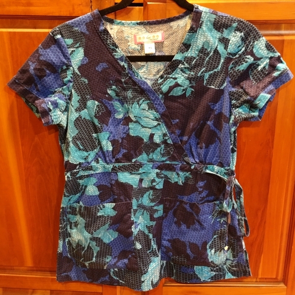 koi Tops Koi By Kathy Peterson Blue Scrub Top Poshmark